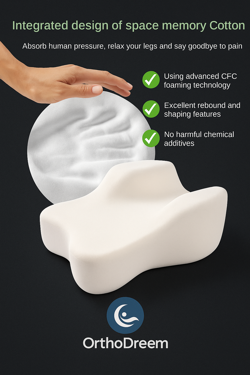 OrthoDreem™ Orthopedic Slow Rebound Memory Cotton Clamp Leg Pillow